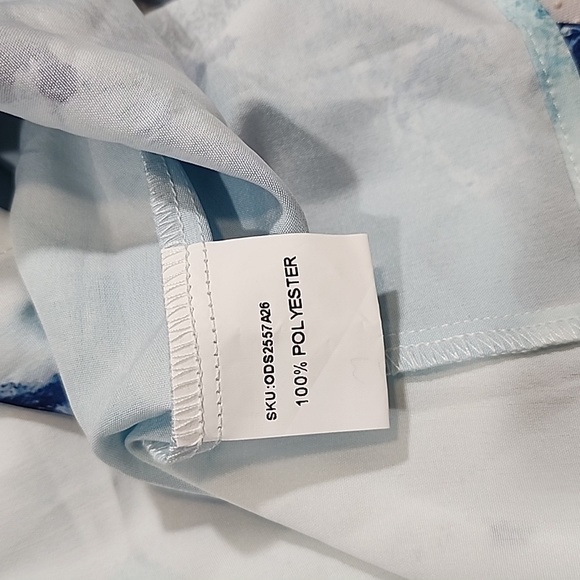 ChicMe Blue Pattern Button Down Long Sleeves Blouse - Picture 13 of 15